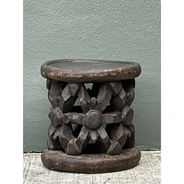 Vintage Hand Carved Bambileke Low Stool For Sale - Image 10 of 12