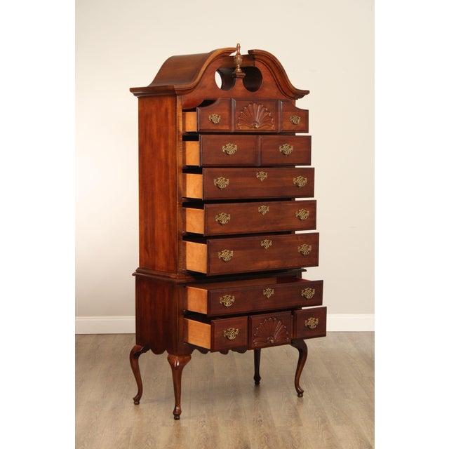 Queen Anne American Drew Queen Anne Style Cherry Highboy Chest For Sale - Image 3 of 17