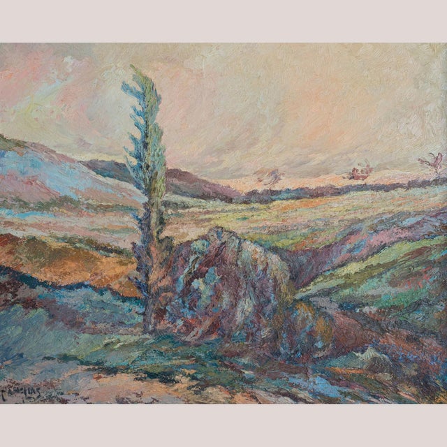 Unknown, Expressionist Landscape, 1950s, Oil on Canvas For Sale - Image 9 of 9