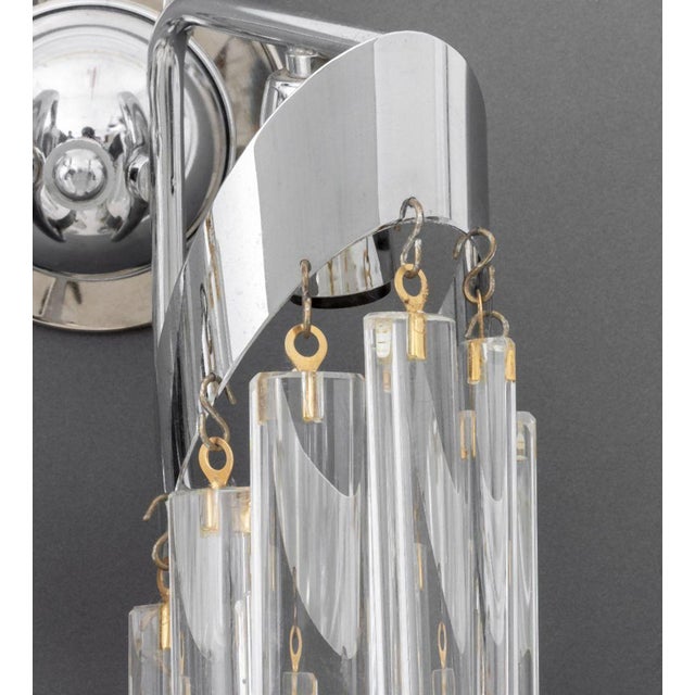 Chrome Modern Two-Light Crystal Wall Sconces, Pair For Sale - Image 8 of 8