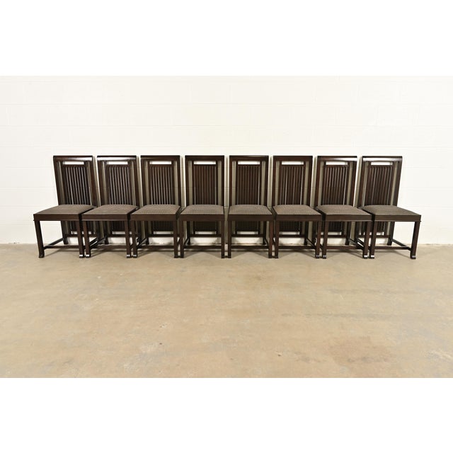 An exceptional set of eight Arts & Crafts "Coonley 2" side chairs or dining chairs By Frank Lloyd Wright for Cassina...