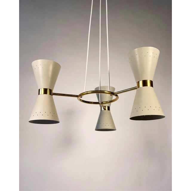 Metal Scandinavian Chandelier by Alf Svensson for Bergboms, 1950s. For Sale - Image 7 of 13