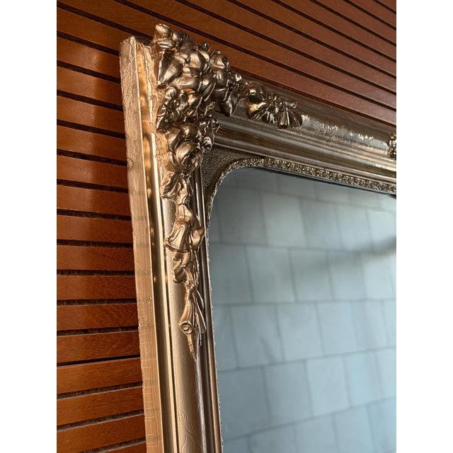 French Napoleon III Gilt Mirror with Ornate Floral Frame, 1860-1880 For Sale - Image 5 of 9