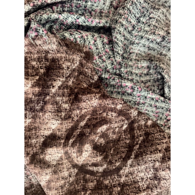 2010s Chanel Large Silk Scarf Quilting, Tweed and Logo CC For Sale - Image 5 of 11