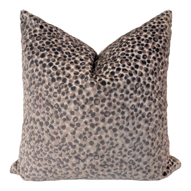 Lillian August Gray Spotted Print Throw Pillow For Sale