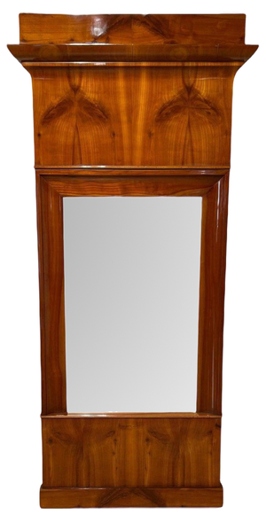 Biedermeier Wall Mirror in Cherrywood Veneer, South Germany, 1830s