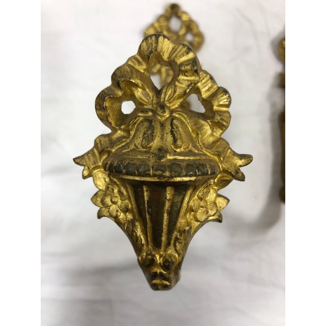 French Antique 19th Century Gilded Bronze Curtain Tie Backs Or
