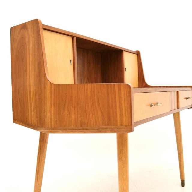 Vintage Italian Walnut and Satinwood Desk, 1950s For Sale - Image 9 of 10