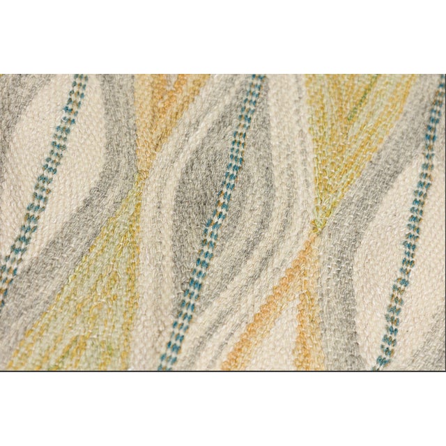 Rug & Kilim Vintage Gift-Sized Swedish Square Rug With Beige Geometric Design - Rug & Kilim For Sale - Image 4 of 5