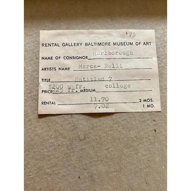 Conrad Marca-Relli, Untitled #7, 1969 Original Mixed Media Collage Signed, numbered, and dated in pencil (Edition 61/100)...