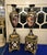 Blue Sevres-Style Midnight Blue Porcelain Vase on Pedestal With Gold Leaf Details & French Court Scenes For Sale - Image 8 of 9