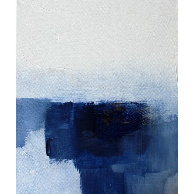 Mid-Century Modern Geometric Modern Abstract Signed Limited Edition Prints Pair Diptych Navy For Sale - Image 3 of 5