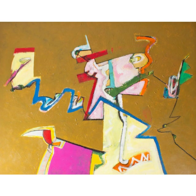 A 2012 acrylic on paper painting by the American artist James L. Bruch (1942-2023). This vibrant work has a bronze...