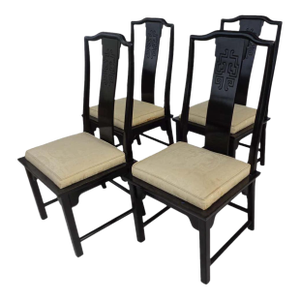 Late 20th Century Raymond Sobota Styled Ebonized Chin Hua Dining Chairs - Set of 6