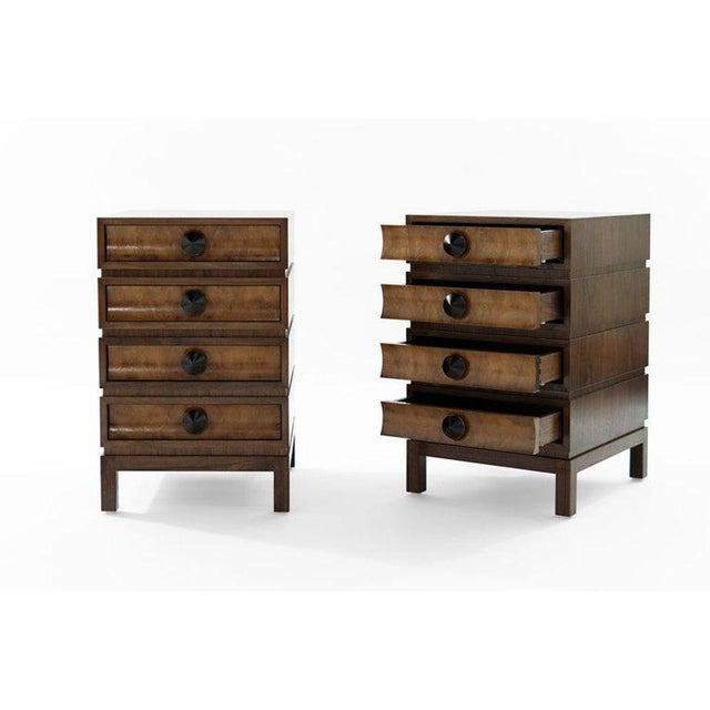 Not Yet Made - Made To Order Stacked Bedside Tables in Special Walnut With Burl Wood - a Pair For Sale - Image 5 of 12