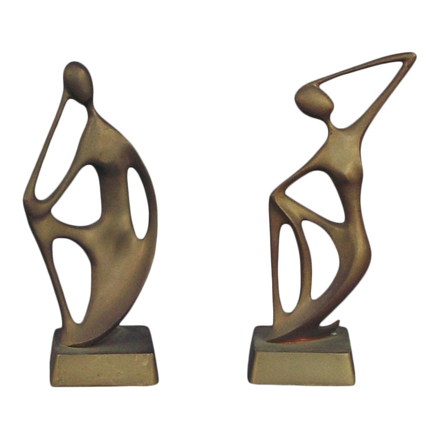 1955 MidCentury Modern Solid Brass Figurines Set of 2 Chairish