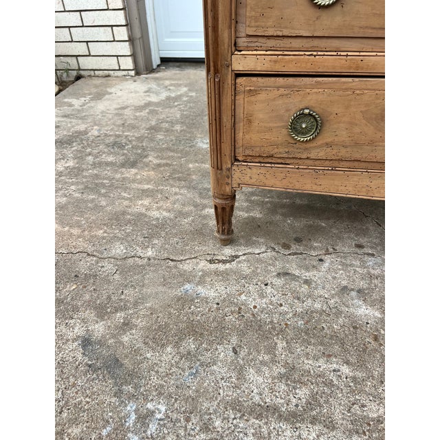 French 18th Century Louis XVI Marble Top Bleached Walnut Commode For Sale - Image 6 of 12