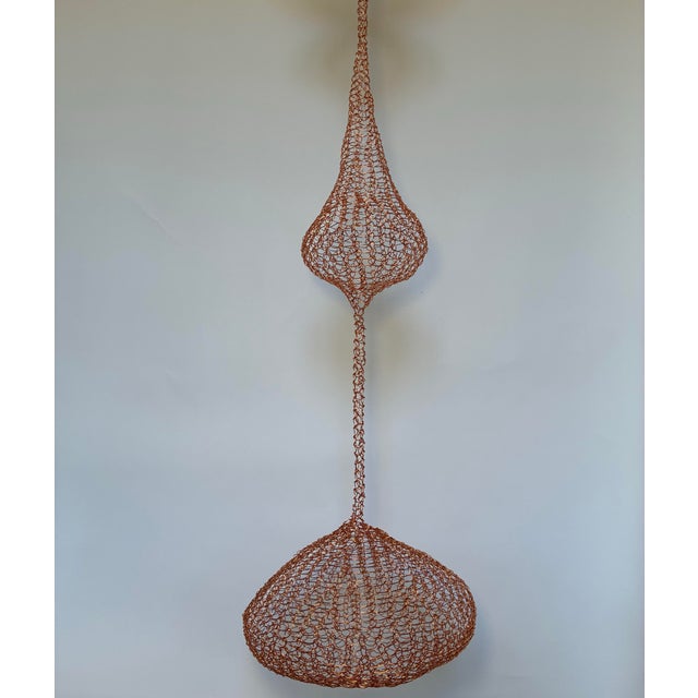 Mid-Century Modern Handmade Copper Wire Sculpture Inspired by the Handwoven Technique of Ruth Asawa #24 For Sale - Image 3 of 4