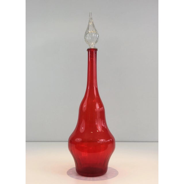 Glass Red Glass Design Bottle, Circa 1970 For Sale - Image 7 of 13