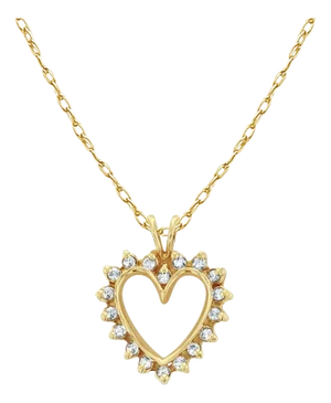 Half Carat Cutout Heart Shaped Diamond Necklace 14k Yellow Gold 16"