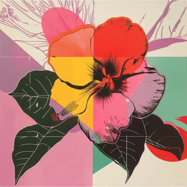 Set of 4 - Art Wall Installation 40' X 40' - 'Pop Art Flowers' #7 - Limited Edition Botanical Photograph Print in the Style of Andy Warhol For Sale - Image 6 of 9