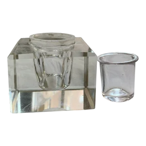 Mid-20th Century Crystal Glass Inkwell With Ink Cup
