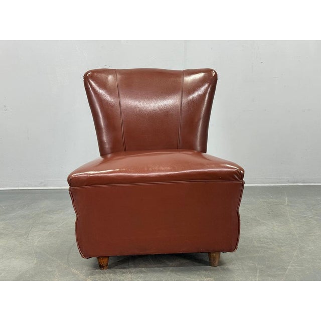 Mid-Century Italian Leatherette Lounge Chair, 1950s For Sale - Image 13 of 15
