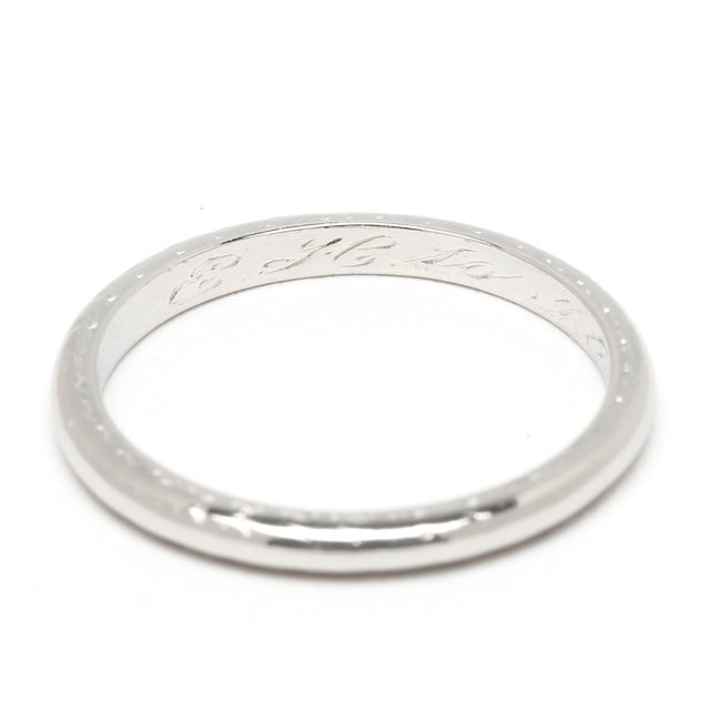 Ring Size 5.5 Rise off of Finger: 1.5 mm Width: 2 mm Weight: 1.8 dwts. / 2.8 grams Stamps: Plat (tested) SKU: R4159 A...