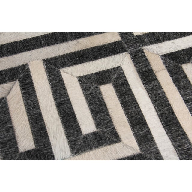 Not Yet Made - Made To Order Dover Patchwork Leather Viscose Charcoal Ivory Rug - 11'6"x14'6" For Sale - Image 5 of 8