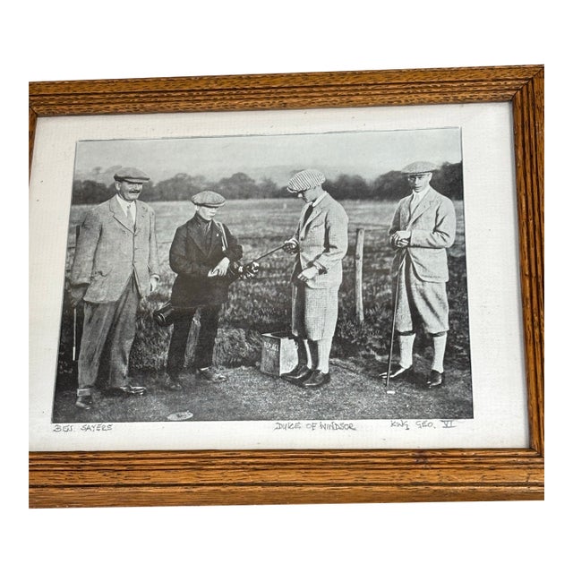 Framed Vintage Photograph Golf Duke of Windsor and King George VI For Sale