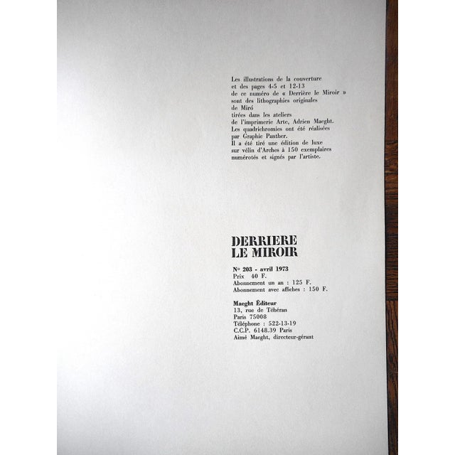 Joan Miró Vintage Mid Century Ltd. Ed. Lithograph-Joan Miro-Derriere Le Miroir-1973 For Sale - Image 4 of 5