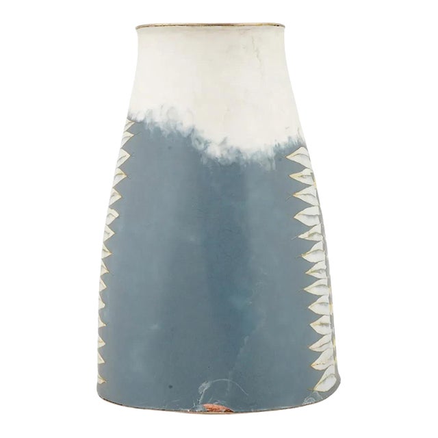 Japanese Cloisonne Enamel Vase Blue Ground Stylized Lotus Design For Sale