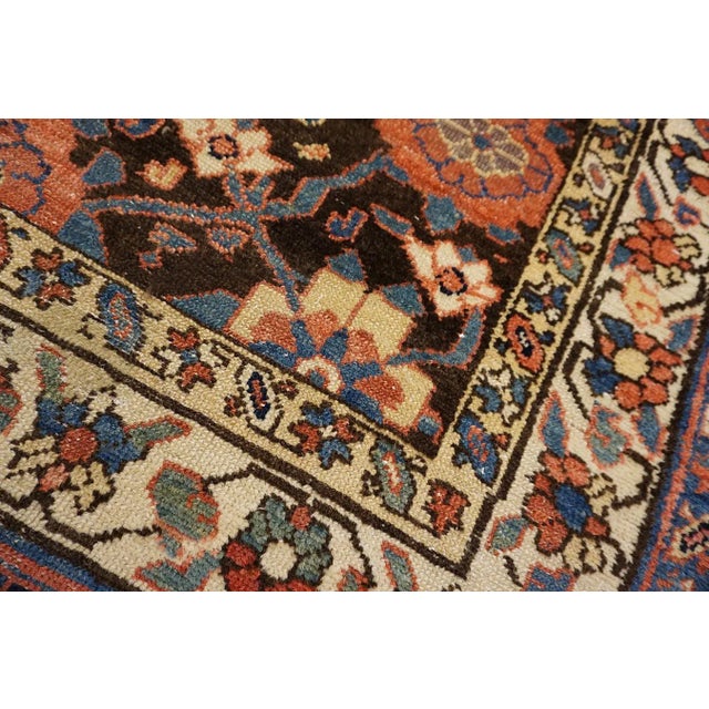 19th Century 1870s Brown Geometric Tribal Antique North West Persian Rug 3'8" X 13'0" Knotted Wool Carpet For Sale - Image 5 of 10