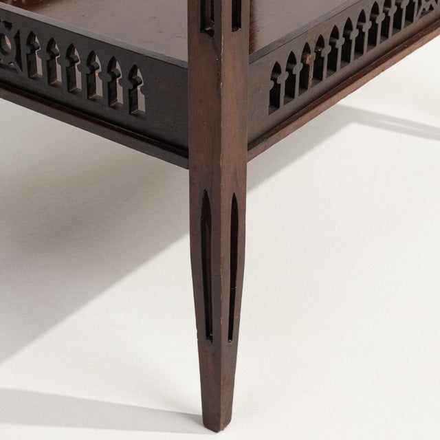 19th Century United Kingdom Rich Walnut Brown Caned-Shelf Walnut Side Table For Sale - Image 10 of 10