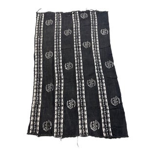 Vintage African Black and White Mud Cloth Textile Mali 66" by 41" For Sale