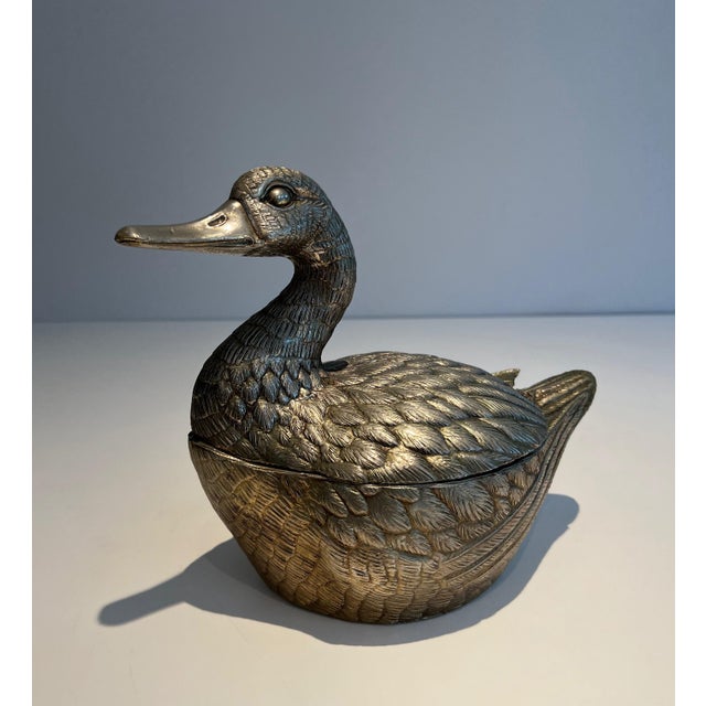Mid-Century Modern 1970s Silver-plated ice bucket depicting a duck by Mauro Manetti For Sale - Image 3 of 12