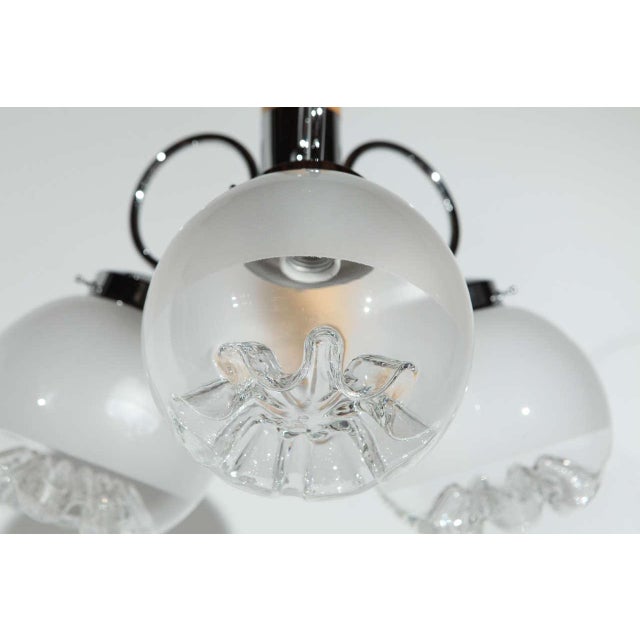 Italian 1970's Wood, Chrome & Glass Italian Fixture - 2 For Sale - Image 3 of 10