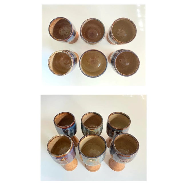 Hand Made Studio Pottery Wine Goblets - Set of 6 For Sale - Image 11 of 13