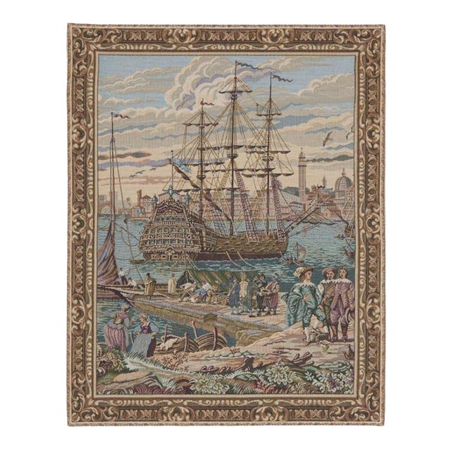 Merchant Ship Loom Woven Tapestry - 68 X 53 Cm (2'3" X 1'9") - Requires Rod Size 1 For Sale
