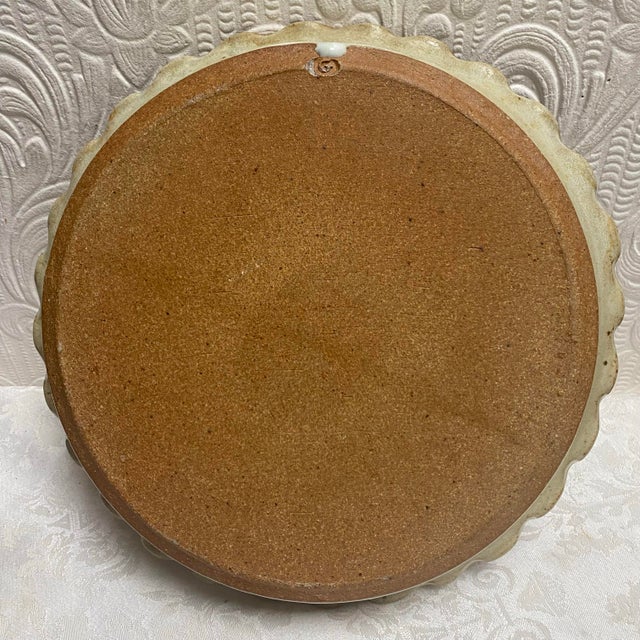 Purple Vintage Large Deep Hand Thrown Studio Pottery Bowl Platter For Sale - Image 8 of 11