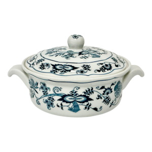 1970s Vintage Japanese Chinoiserie Meissen Blue Danube 9" Covered Casserole