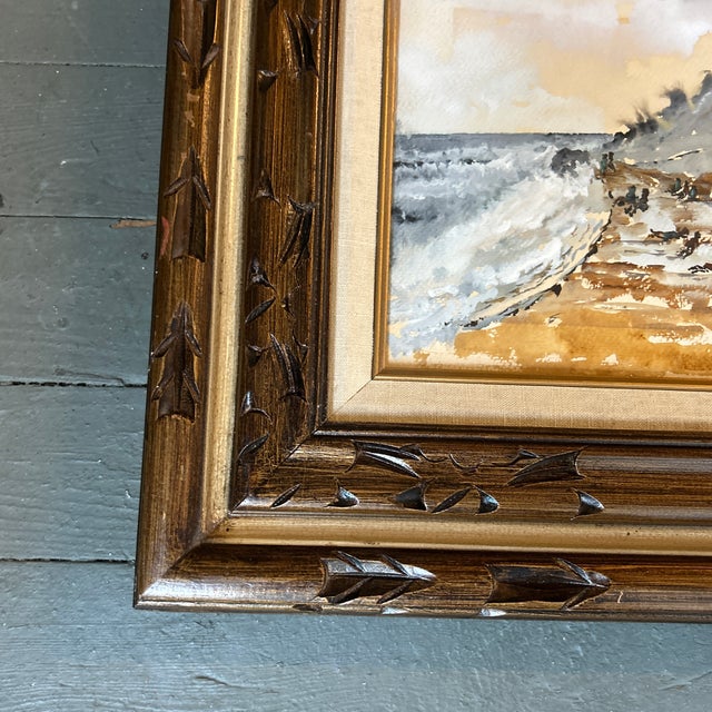 Impressionist 1970’s Original Impressionist Coastal Seascape Beach Scene Watercolor Painting For Sale - Image 3 of 5