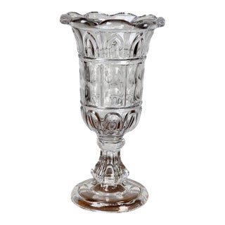 Antique Boston & Sandwich Glass Co. Gothic Arch Pressed Glass Celery Vase C. 1860–1880 For Sale