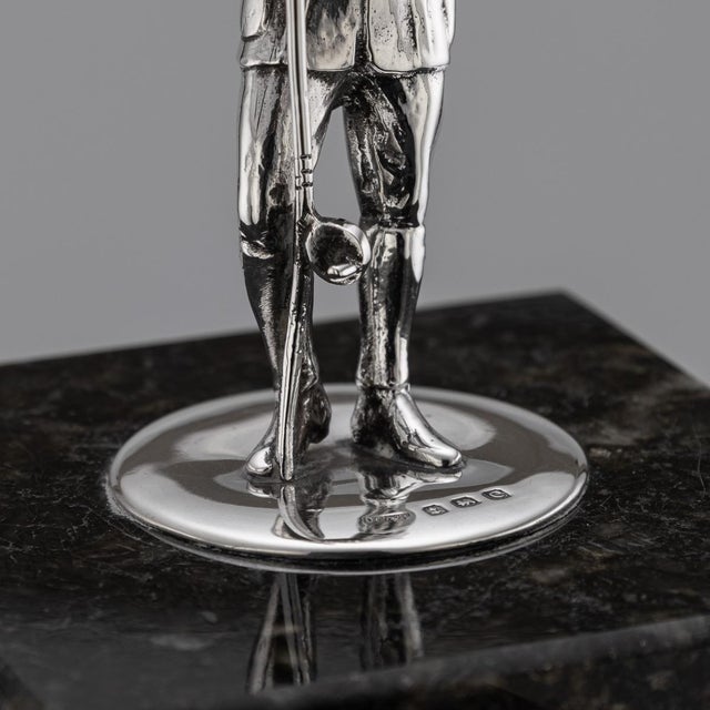 Antique 20th Century English Silver Fisherman Statue on Granite Base, 1902 For Sale - Image 10 of 14