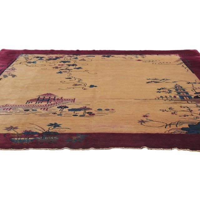 Art Deco Early 20th Century Antique Chinese Art Deco Rug, 09'01 X 11'02 For Sale - Image 3 of 9