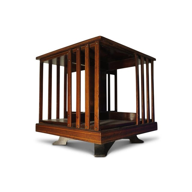 Antique Victorian Revolving Tabletop Bookcase with in-Lay Flame Mahogany For Sale - Image 15 of 15