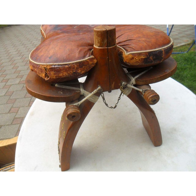 Brown Mid-Century Modern Wooden Stool For Sale - Image 8 of 11