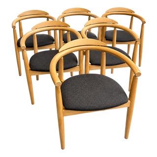 Vintage Danish Beech Dining Chairs by Hans Thyge Raunkjær & Karen Kjærgaard, Set of 6 For Sale