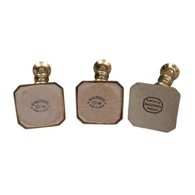 Baldwin Brass Beehive Candlestick Holders, Set of 3 For Sale In Tampa - Image 6 of 6
