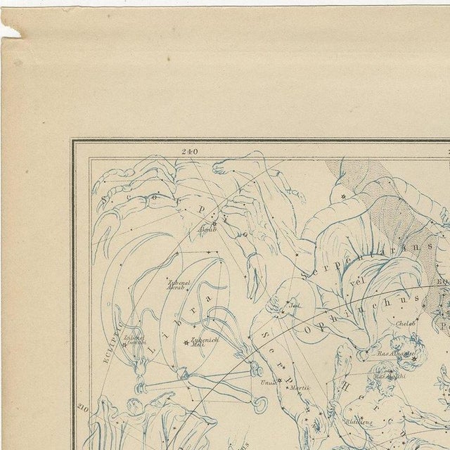 Paper Antique Star Chart of Both Celestial Hemispheres, 1870 For Sale - Image 7 of 12